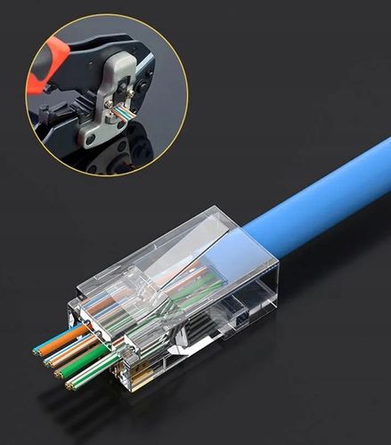 100 SZT KOŃCÓWKI WTYK WTYKI RJ45 8P8C UTP KAT 6 PRZELOTOWE EUROKOMP na Arena.pl