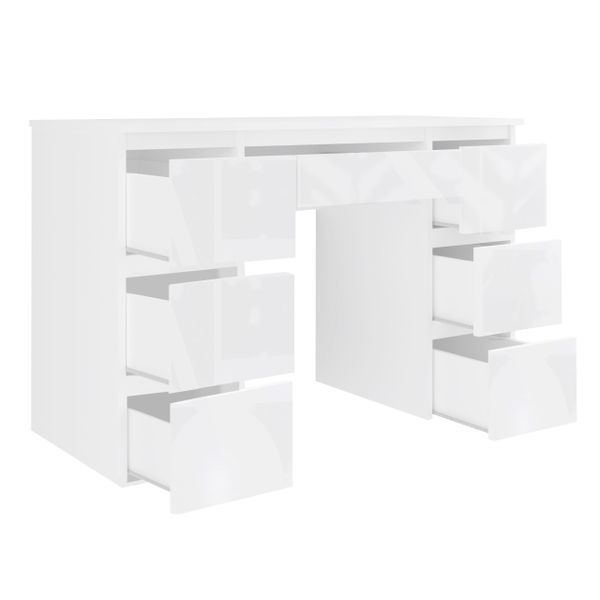 biurko MEGAN B3 BIAŁE FRONTY POŁYSK szkolne dla dziecka