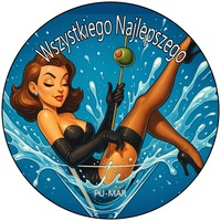 Opłatek na tort Kobieta Postać Kieliszek Whisky Drink Kwiaty Urodziny 18 30