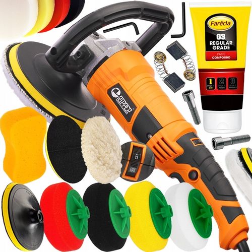 POLERKA SAMOCHODOWA SZLIFIERKA RIPPER COMPACT+ 5x GĄBKA + PASTA +FILC na Arena.pl