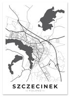 Plakat czarnobiała mapa Szczecinek 70x100 cm