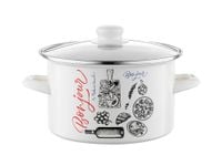 GARNEK EMALIOWANY Z SZKLANĄ POKRYWKĄ PLESZEW BONJOUR 18 CM 2,65 L