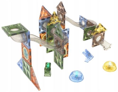 Klocki Magnetyczne Konstrukcyjne Świecące Tor Kulkowy Kulodrom Panele 69 el na Arena.pl