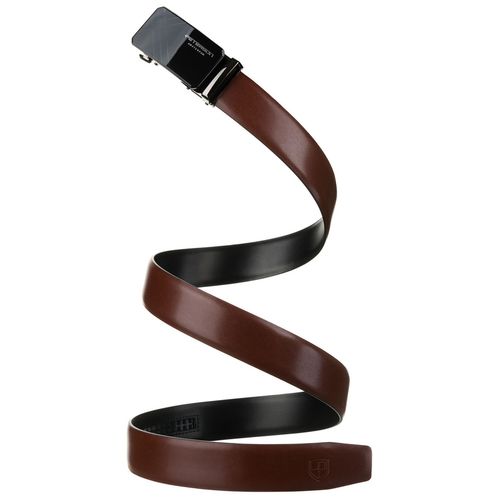 brązowy pasek męski ze skóry naturalnej z automatyczną klamrą - peterson 85 na Arena.pl