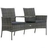 Dwuosobowa sofa ogrodowa ze stolikiem, polirattan, antracyt