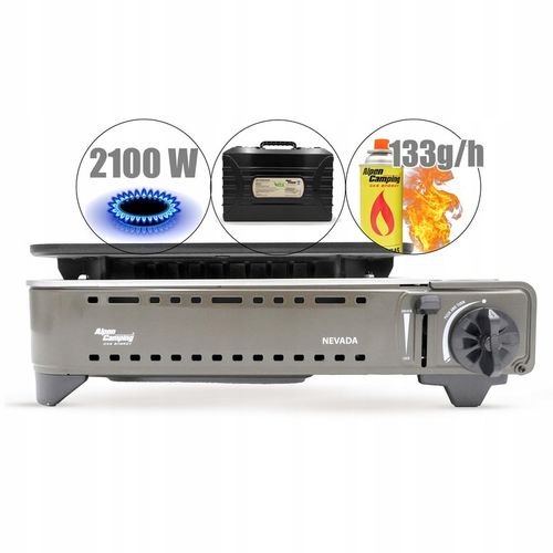 GRILL TURYSTYCZNY na KARTUSZ gazowy ALPEN CAMPING NEVADA + WALIZKA + 8x GAZ na Arena.pl
