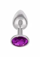 jewel small amethyst plug metalowy z kryształem, rozmiar s, srebrny