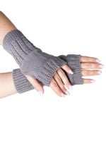 Rękawiczki damskie mitenki kostka szare długie Uniwersalny YOCLUB