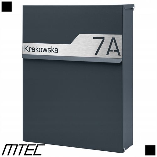 SKRZYNKA POCZTOWA NA LISTY POCZTĘ ANTRACYT +LAMINAT NAPIS ADRES ULICA NUMER na Arena.pl