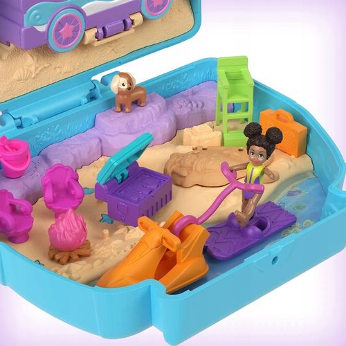 ZESTAW KOMPAKTOWY POLLY POCKET PLAŻOWY PIESEK MINIVAN plus LALKI I DODATKI na Arena.pl
