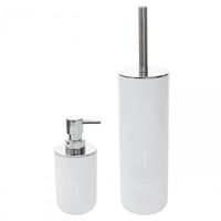 Komplet akcesoriów łazienkowych biały Szczotka do WC i Dozownik na mydło