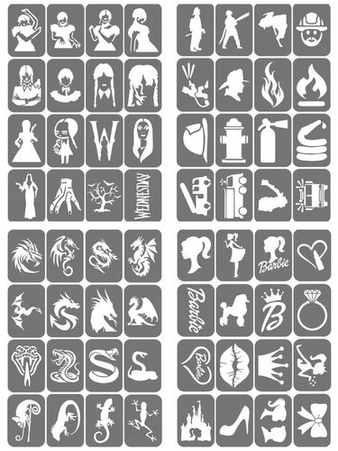 Szablony do tatuaży brokatowych, Tatuaże brokatowe - mix 50 sztuk na Arena.pl