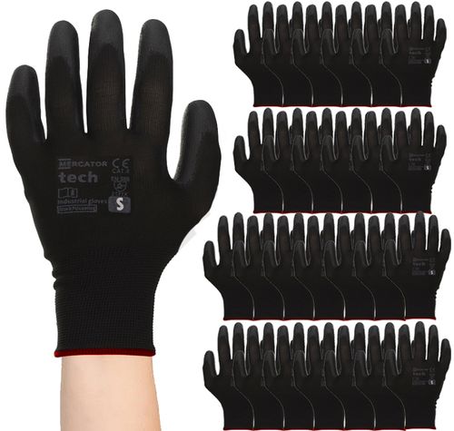 rękawice robocze mercator tech black+black pu - s - 120 par na Arena.pl