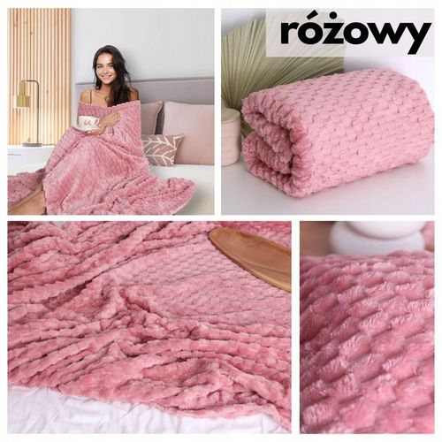 GRUBY KOC WYTŁACZANY 200X220 NARZUTA NA ŁÓŻKO NA KANAPE NA NAROŻNIK PLED na Arena.pl