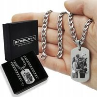 Nieśmiertelnik ze ZDJĘCIEM lub GRAWEREM Stal Nierdzewna +Pancerka