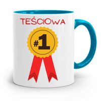 Kubek Błękitny Dla Teściowej Teściowa Na Medal #1 Z Nadrukiem Ze Zdjęciem