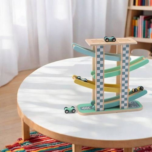 MERKAN Zestaw Drewniana Zjeżdżalnia Tor Dla Samochodzików 4 Piętra na Arena.pl