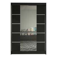 Szafa przesuwna Lino V z lustrem 120cm garderoba - CZARNY