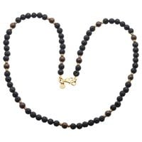 Naszyjnik męski - Bronzyt, lawa, złoty Hematyt i srebro złocone