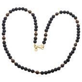 Naszyjnik męski - Bronzyt, lawa, złoty Hematyt i srebro złocone