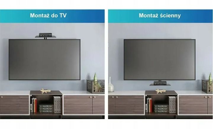 PÓŁKA POD TUNER DVB-T2 DEKODER DVD PILOTY ŚCIENNA LUB MONTOWANA NA TV zdjęcie 5