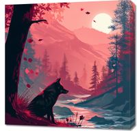 Obraz 70x70cm Wilk Przy Brzegu Lasu