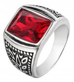 Sygnet UNISEX Czerwony STALOWY 316L EU19 US09