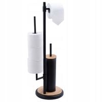 Stojak na papier toaletowy i szczotkę WC 3w1 DO ŁAZIENKI czarny bambus