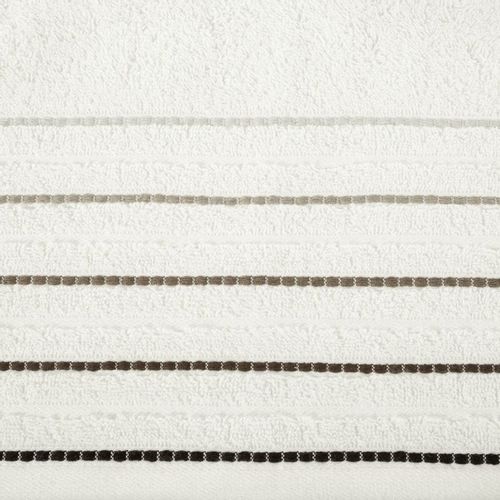 Ręcznik z ozdobną bordiura w pasy 50X90 KREMOWY na Arena.pl