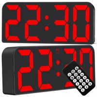 ZEGAR ŚCIENNY BUDZIK Z PILOTEM CYFROWY ZEGAREK Z ALARM TERMOMETR DUŻE CYFRY