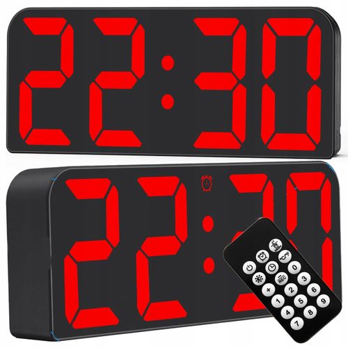 ZEGAR ŚCIENNY BUDZIK Z PILOTEM CYFROWY ZEGAREK Z ALARM TERMOMETR DUŻE CYFRY na Arena.pl