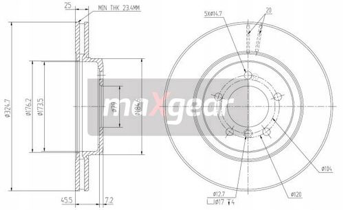 TARCZA HAM. BMW P. E46 10/99- 325MM MAXGEAR na Arena.pl