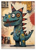 Plakat cyfrowy do wydruku dinozaur street art