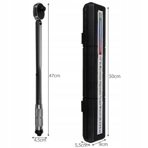 Klucz Dynamometryczny 1/2 28-210 Nm z Blokadą do Kół + 3 Nasadki 17 19 na Arena.pl