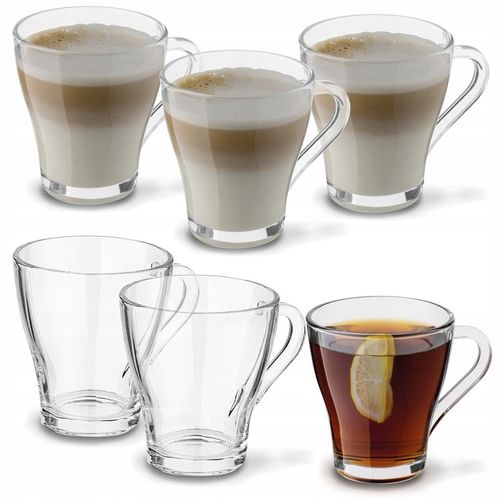 ZESTAW KUBKÓW SZKLANYCH 6x250ml SZKLANKI do kawy herbaty z uchem na Arena.pl