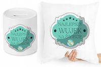 Dla Wujka Zestaw Poduszka + Skarbonka Prezent Z Nadrukiem Ze Zdjęciem