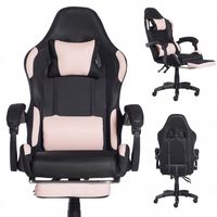 FOTEL GAMINGOWY MATERIAŁOWY KRZESŁO GRACZA BIUROWY RÓŻ