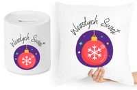 Na Święta Zestaw Poduszka + Skarbonka Prezent Z Nadrukiem Ze Zdjęciem