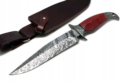 Nóż myśliwski BOWIE ręcznie wykonany stal DAMASCEŃSKA Damast ETUI Micarta na Arena.pl