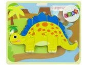 Drewniane Puzzle Dinozaur Stegosaurus Żółty Oviraptor Żółty
