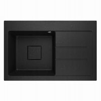 ZLEWOZMYWAK GRANITOWY LAVELLO QUBE1.0 CZARNY POZŁACANY PRAWY