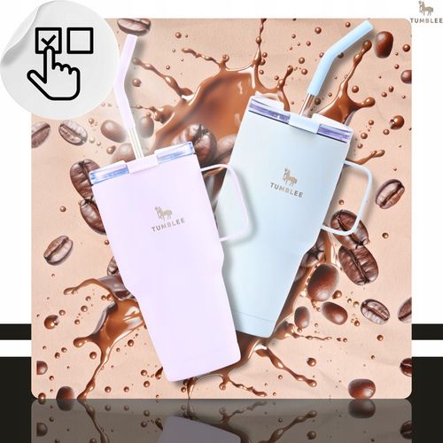 Kubek Termiczny z WYGODNYM Uchwytem i STALOWĄ Słomką TEMPERATURA DO na Arena.pl