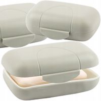 PLASTIKOWA MYDELNICZKA ZAMYKANA POJEMNIK NA MYDŁO 11X8X4CM BEŻOWA PODRÓŻNA