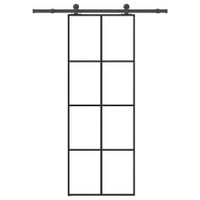 Drzwi przesuwne z osprzętem, szkło ESG i aluminium, 76x205 cm