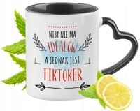 Dla Tiktokera Kubek Czarny Z Uszkiem W Kształcie Serca Na Prezent