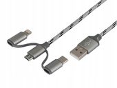 Kabel do ładowania 120 cm 3w1 USB > micro USB + Lightning + USB-C