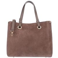 VERA PELLE torebka damska zamszowa klasyczna z paskiem na ramię V653 taupe