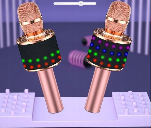 Mikrofon do karaoke dla dzieci Q78 różowy Bluetooth i złącze AUX przenośny na Arena.pl