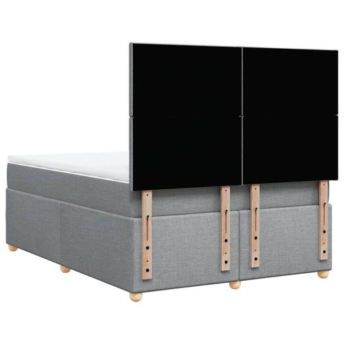 Łóżko kontynentalne z materacem, jasnoszare 140x200 cm, tkanina na Arena.pl