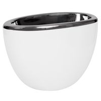 Doniczka ceramiczna biała srebrna opaska 27x18 cm